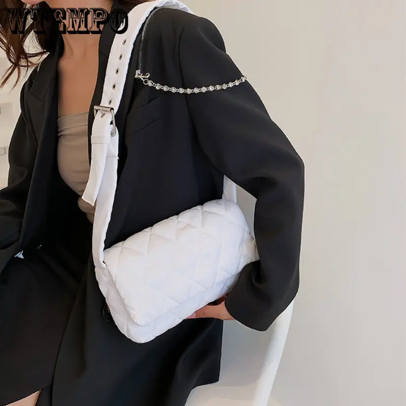 Fashion Space Pad Cotton Women Shoulder Bags Winter Nylon Padded Quilted Shopper Bags Female Casual Crossbody Bags Handbags