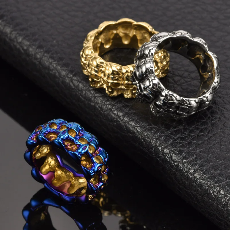 

Megin D Stainless Steel Titanium Multi Skull Vintage Hip Hop Punk Rings for Men Women Couple Friends Gift Fashion Jewelry Bague