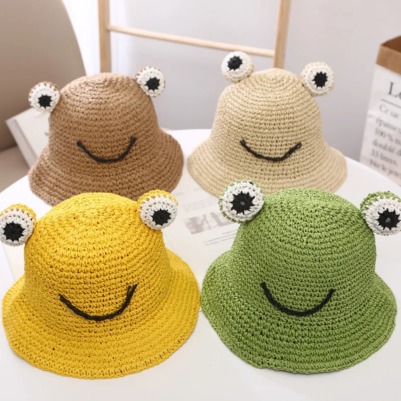 

New Children Bucket Hats Spring and Summer Shade Boy Straw Cap Baby Sun Hat Cute Girl Thin Fisherman Caps Kids Hats