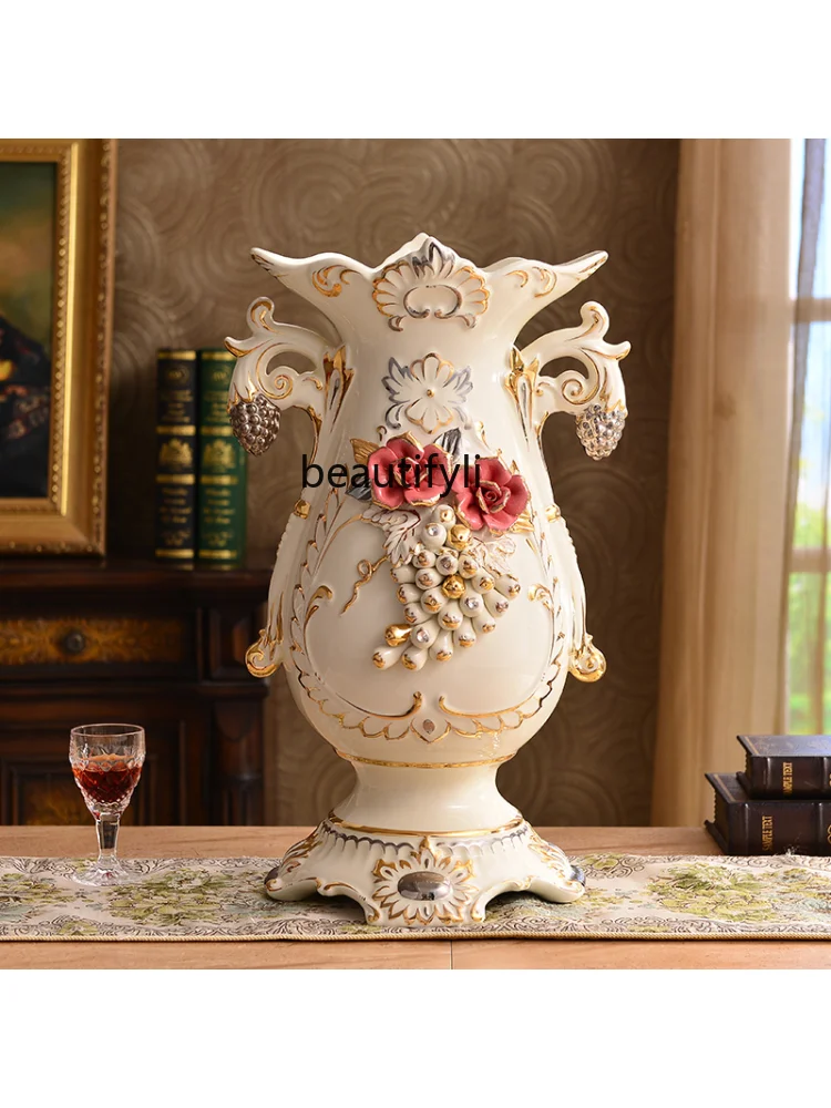 Напольная ваза в европейском стиле большая Цветочная композиция керамика для