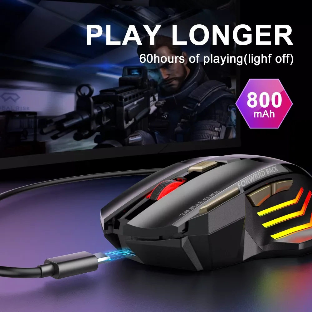 

2023 Rechargeable Bluetooth Wireless Mouse For Computer Gaming Mouse USB Ergonomic Mause Gamer Mice RGB Backlight Mouse For Lapt