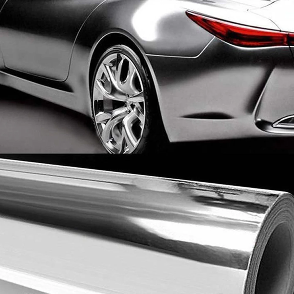 Car Electro Vinyl Film Coating Fiber Chrome  Silver Wrap Stickers Self-Adhesive Decal Styling 5.9In x 60In