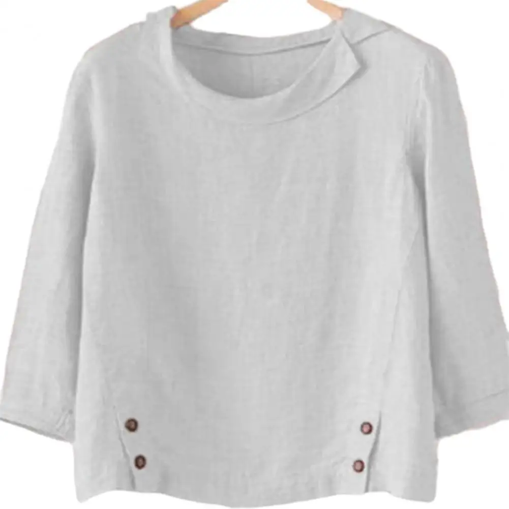 

Retro Shirt 3/4 Sleeves Pullover Tops Summer Casual Loose T-shirt