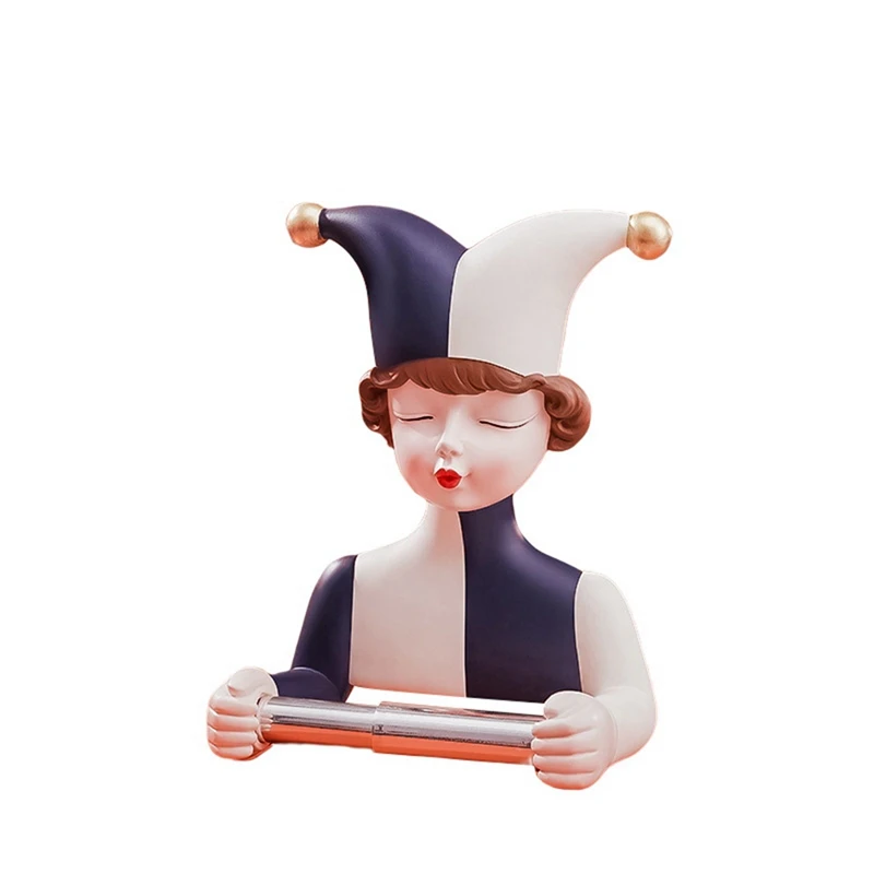 

Nordic Cartoon Elf Girl Paper Towel Holder Free Punch Resin Home Decoration Bathroom Girl Creative Roll Paper Hold