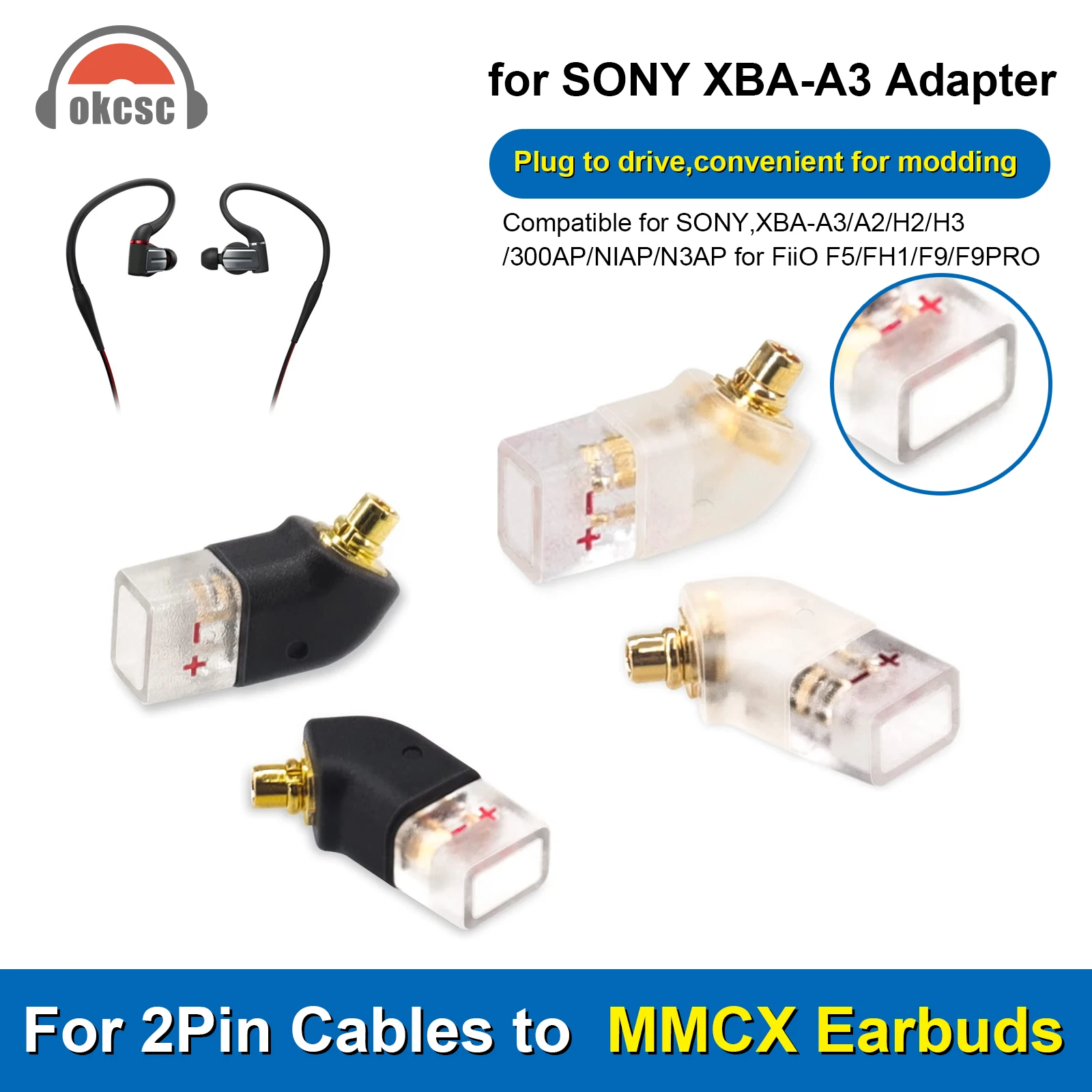 Штекер для наушников okscc HIFI MMCX JH HD580 от 3 5 мм до 0 78 позолоченный штекер 1 пара