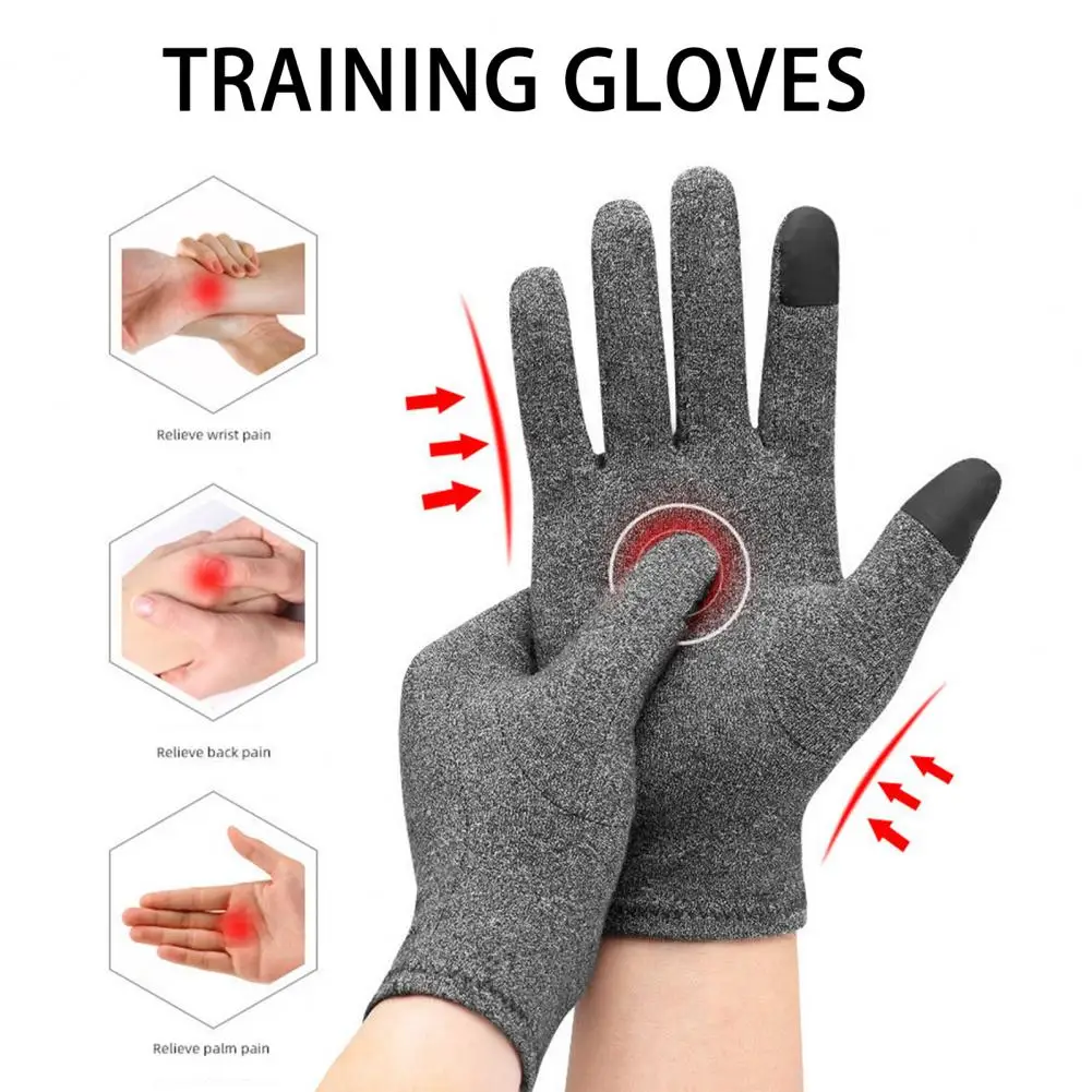 

1 Pair Training Gloves Sensitive Touch Screen Windproof Solid Color Winter Arthritis Rehabilitation Gloves for Fitness