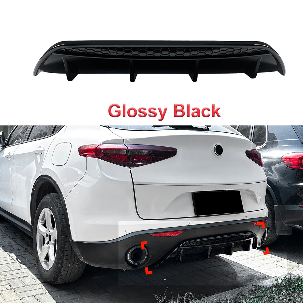 

Для Alfa Romeo Stelvio 2017 + задний спойлер для губ, задний бампер, лопата, модификация, комплект кузова автомобиля, глянцевый черный