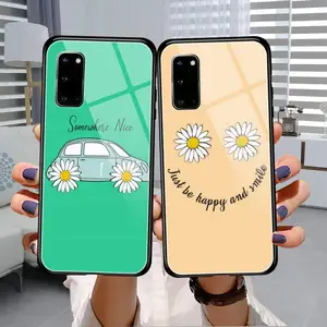Cute Daisy Flowers Smile Phone Case Tempered Glass For Samsung S8 9 10 20 21 22 Ultra Note 8 9 10 pr
