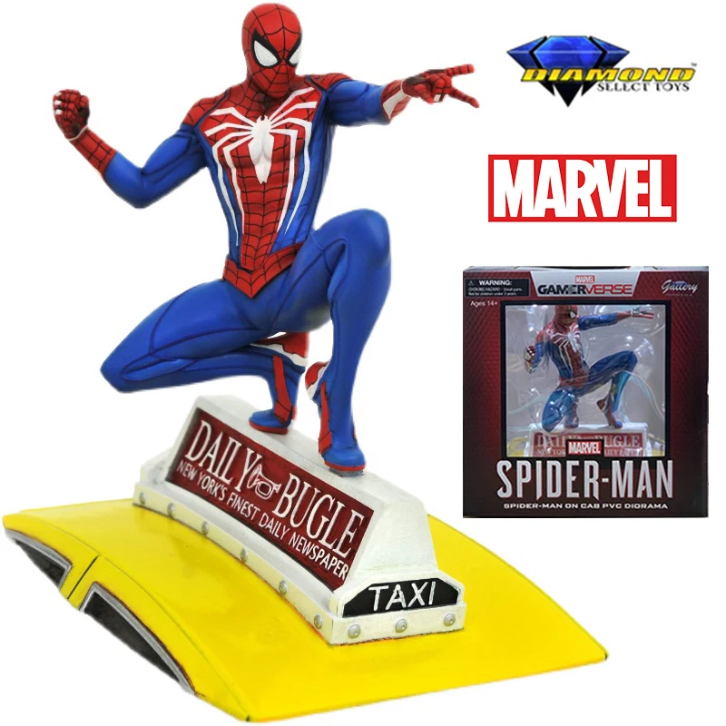 

Diamond Select Toys DST Marvel Select Spider-Man On Cab PVC Diorama 9 Inches 22Cm Original Fidure Model Kid Toy Gift Collection