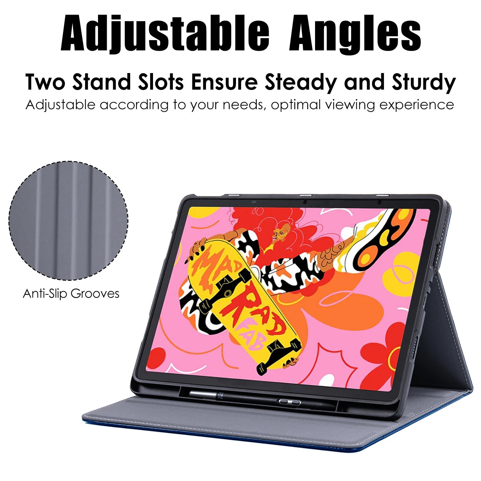 Фото Чехол для графического планшета XPPen Magic Drawing Pad 12.2 дюйма, из искусственной кожи, с держателем для стилуса, карманом, функцией автоматического сна/пробуждения, подставкой для просмотра под разными углами №3