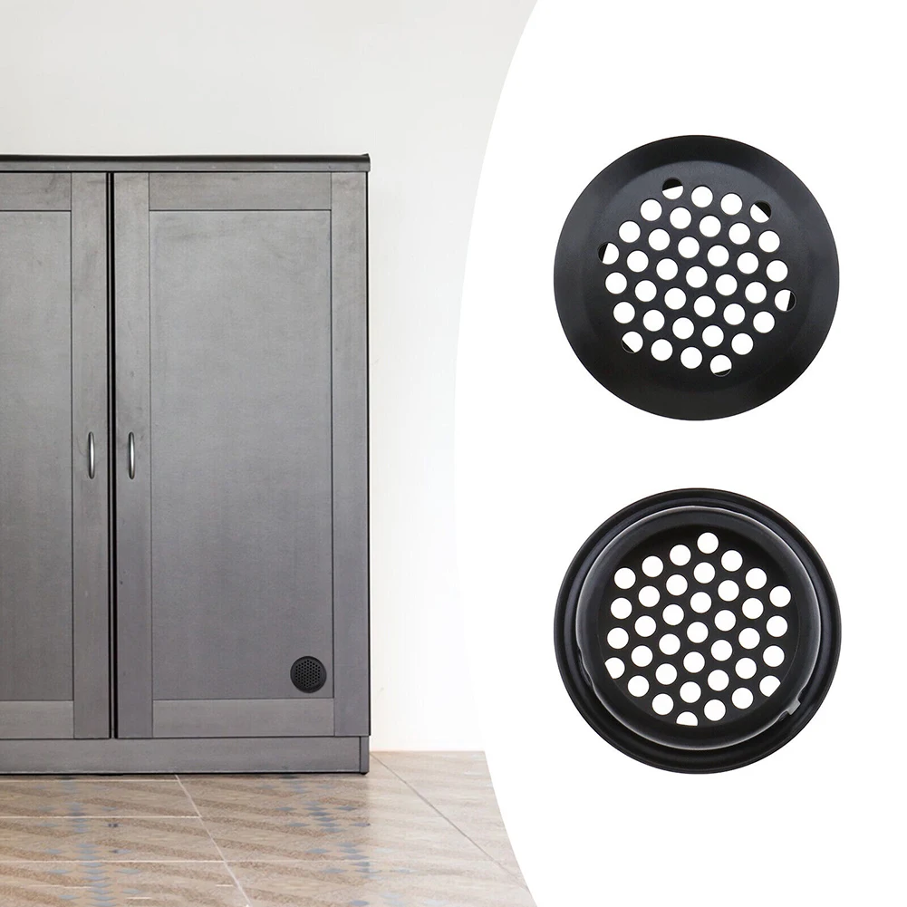 

Ventilation Grilles Air Vent Holes Black Home Improvement Louver Hole Mesh Vents Round Soffit Stainless Steel 12pcs