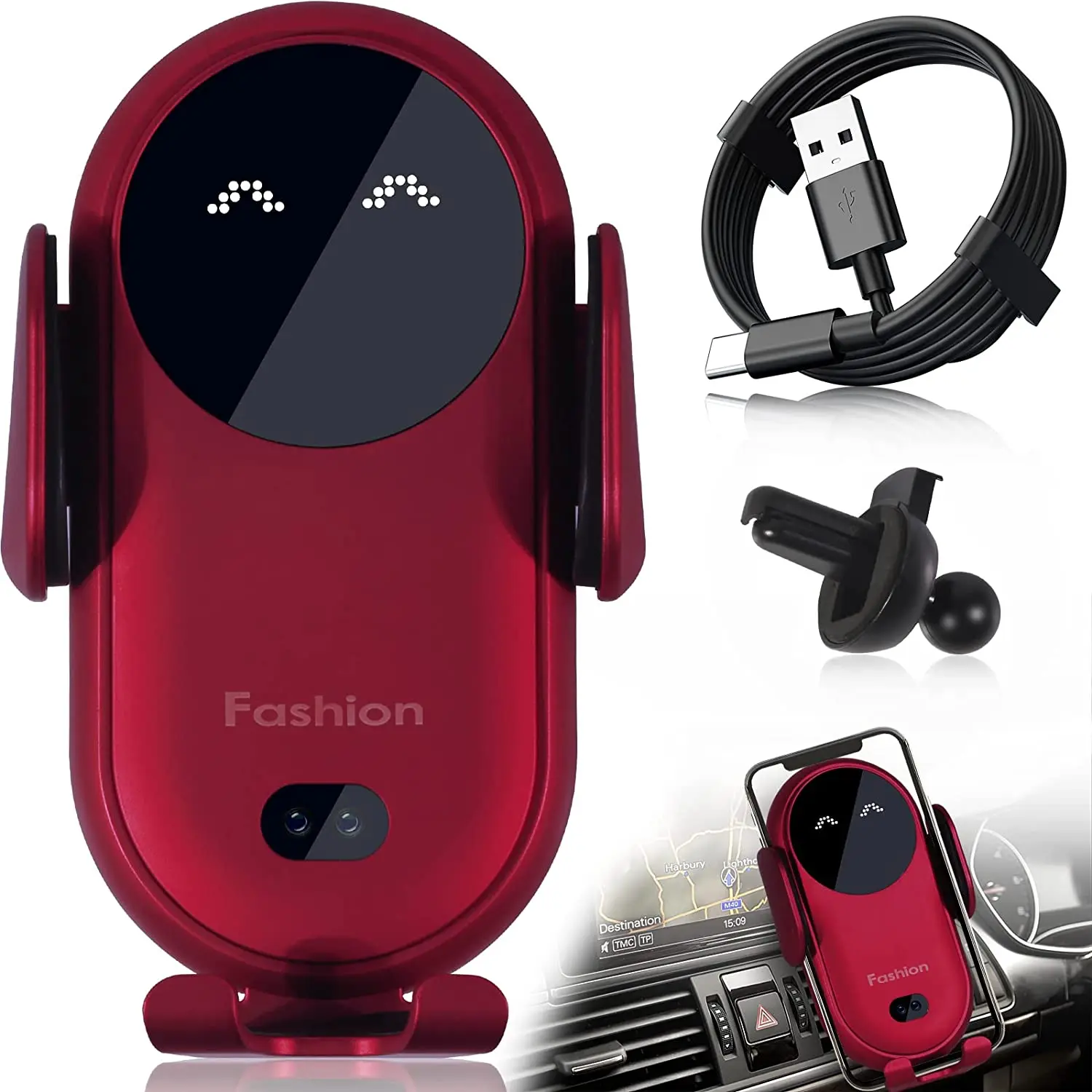 

Wireless Charger Car Phone Holder for iPhone 11 12 13 Pro max 8 plus Xiaomi Samsung Auto Induction Adapter for Smartphone