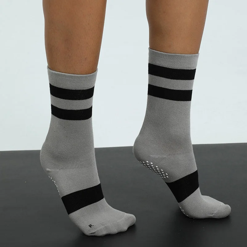 Unisex style spring and autumn cotton tube socks, stitched color anti-slip sports high tube socks, yoga socks sports gym socks