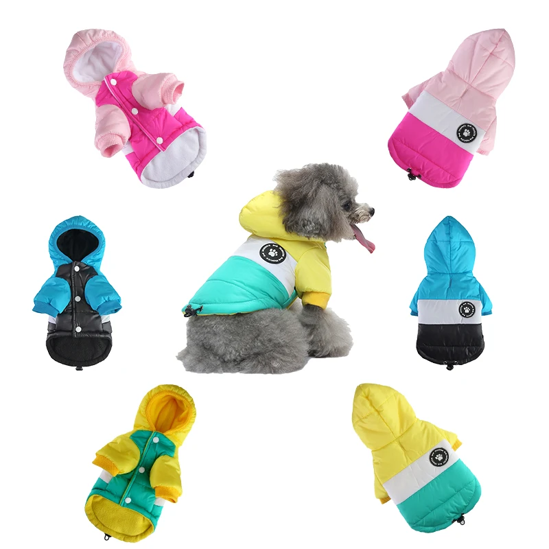 

Winter Windbreaker Dog Clothes Zipper Chest Back Warm Wool Big Dog Hat Waterproof Pet Coat With Harness Puppy Clothing
