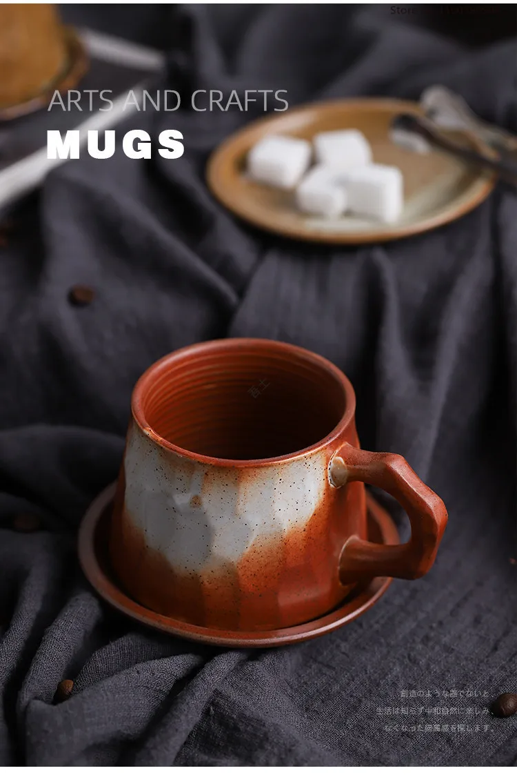 Винтажная кофейная чашка ручной работы из глины в японском стиле |