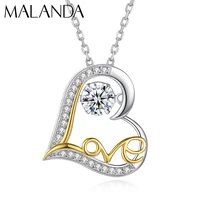 malanda original fashion dancing stone love heart pendant necklace 925 sterling silver necklace for women girls jewelry gift