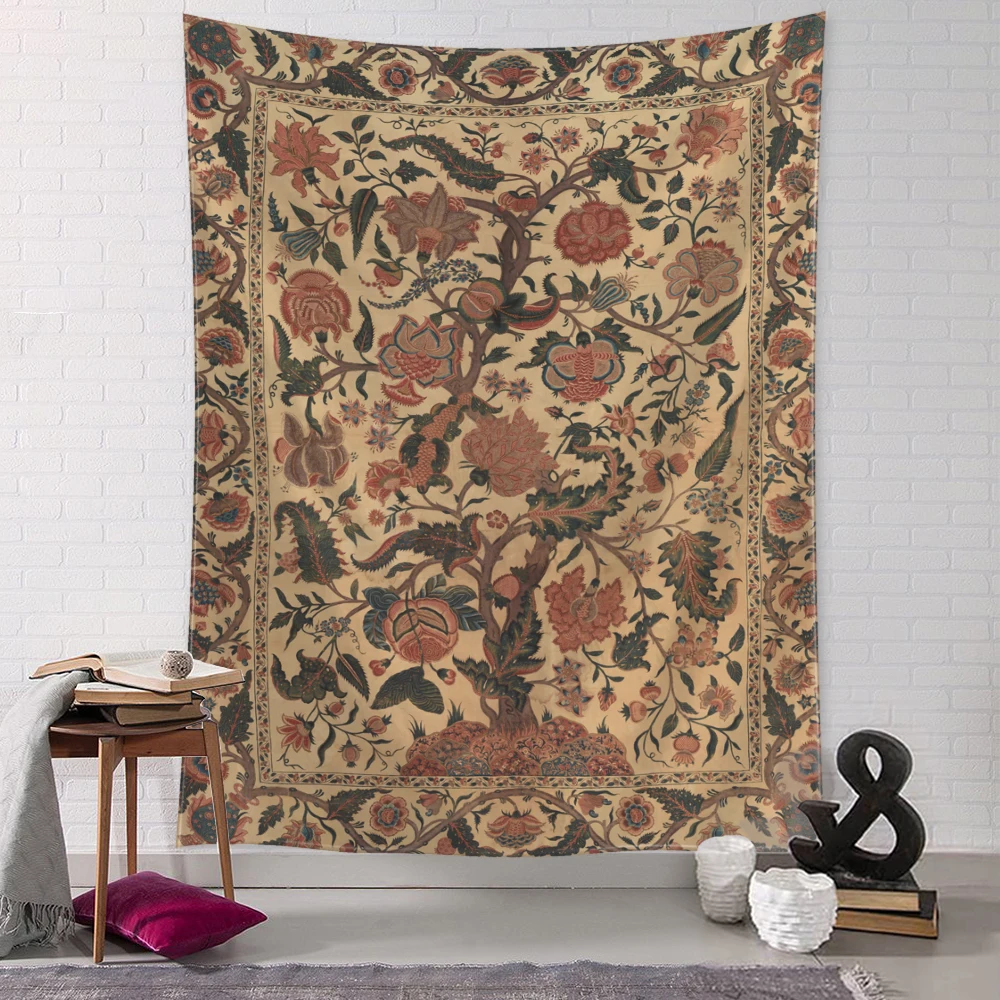 

Настенный гобелен в стиле ретро с изображением оранжевого дерева жизни, гобелен с абстрактным рисунком, хиппи, ведьмастерская, эстетика, домашний декор для спальни