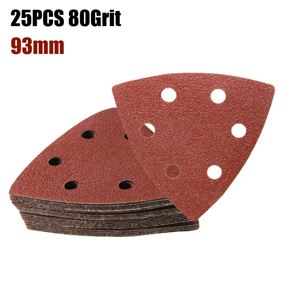 

25pcs 93mm Sandpaper Hook & Loop Triangle Sanding Paper Grit 60 80 120 180 240 For Grinding Polishing Abrasive Tools