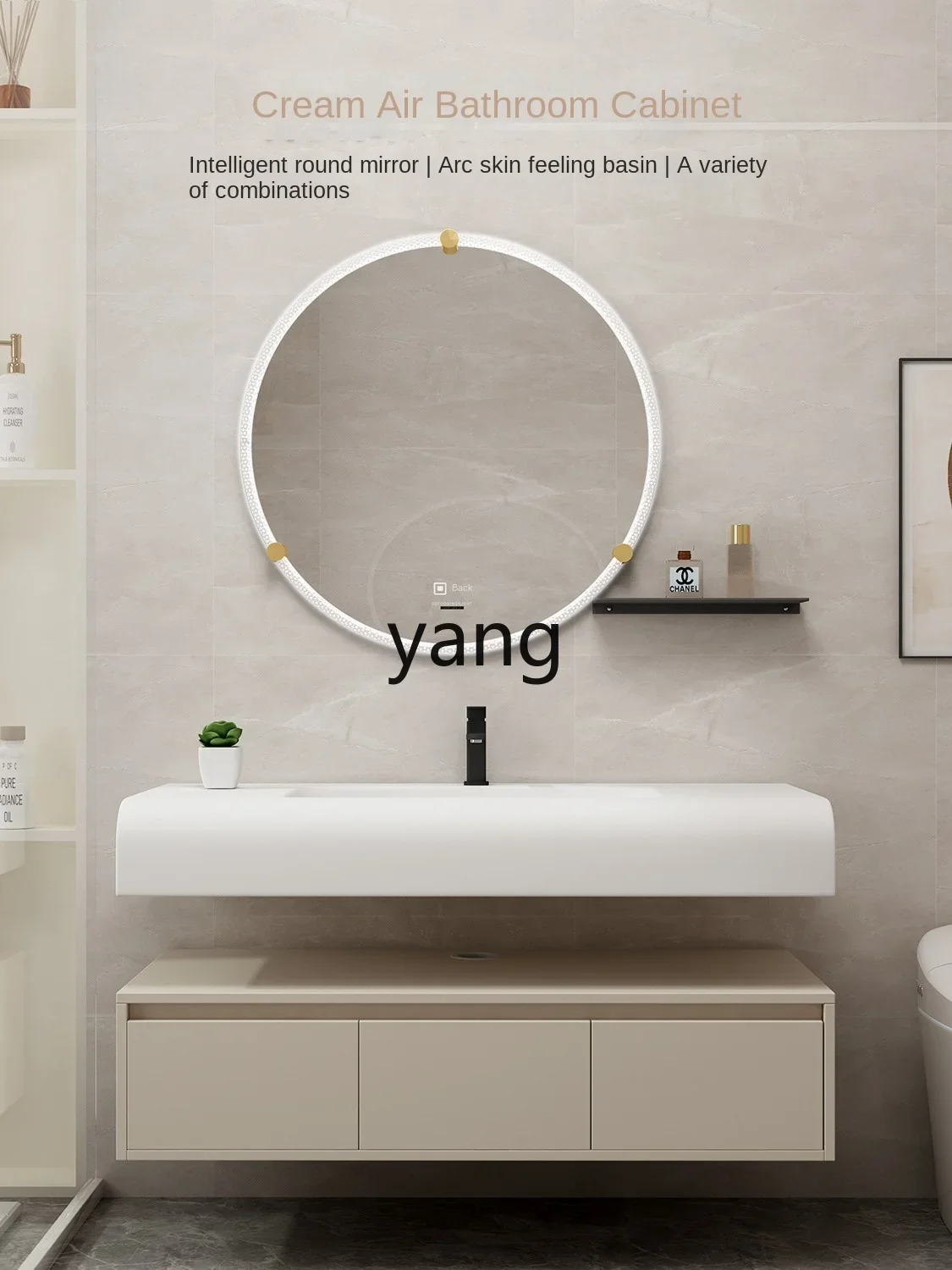 CX Крем Стиль Corian интегрированная раковина ванная комната шкаф мойка стол