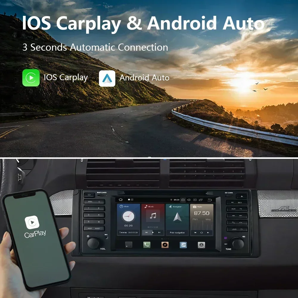 CHSTEK Android 14 Автомобильный радиоприемник Carplay DVD Audio для BMW 5 E39 серии X5 E53 M5 Range Rover Land