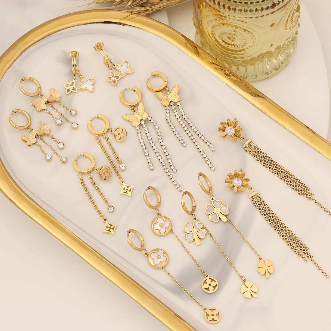 

2023 New Fashion Jewelry Fashion Stainless Steel Tassel Earrings Personalized Butterfly Earrings Shell Earrings for Women