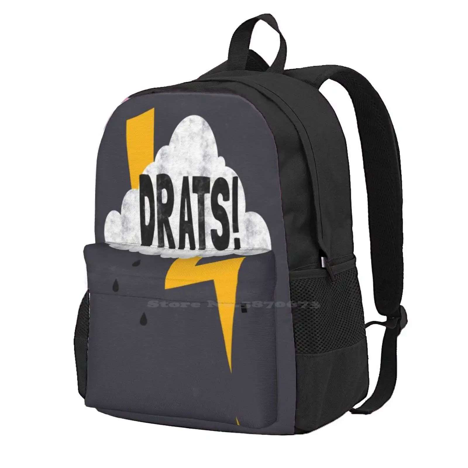 

Drats! School Storage Bag Student'S Backpack Clouds Rain Typography Humor Funny