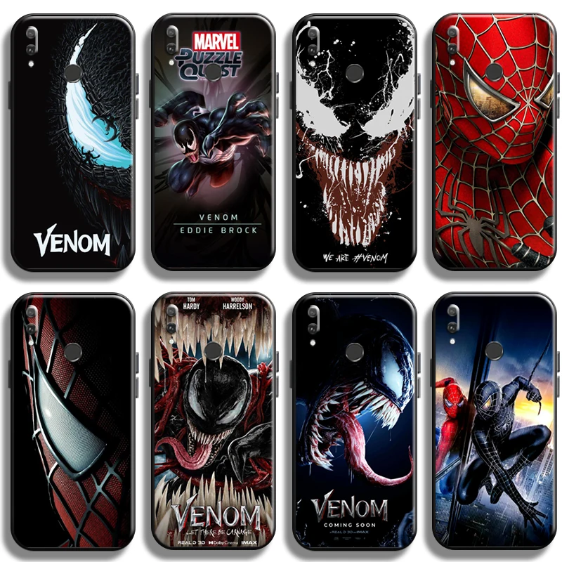 

Marvel Spiderman Venom For Huawei Y9 Prime Y9 2019 Y9A Phone Case Liquid Silicon Funda Coque Full Protection Cases Back Black