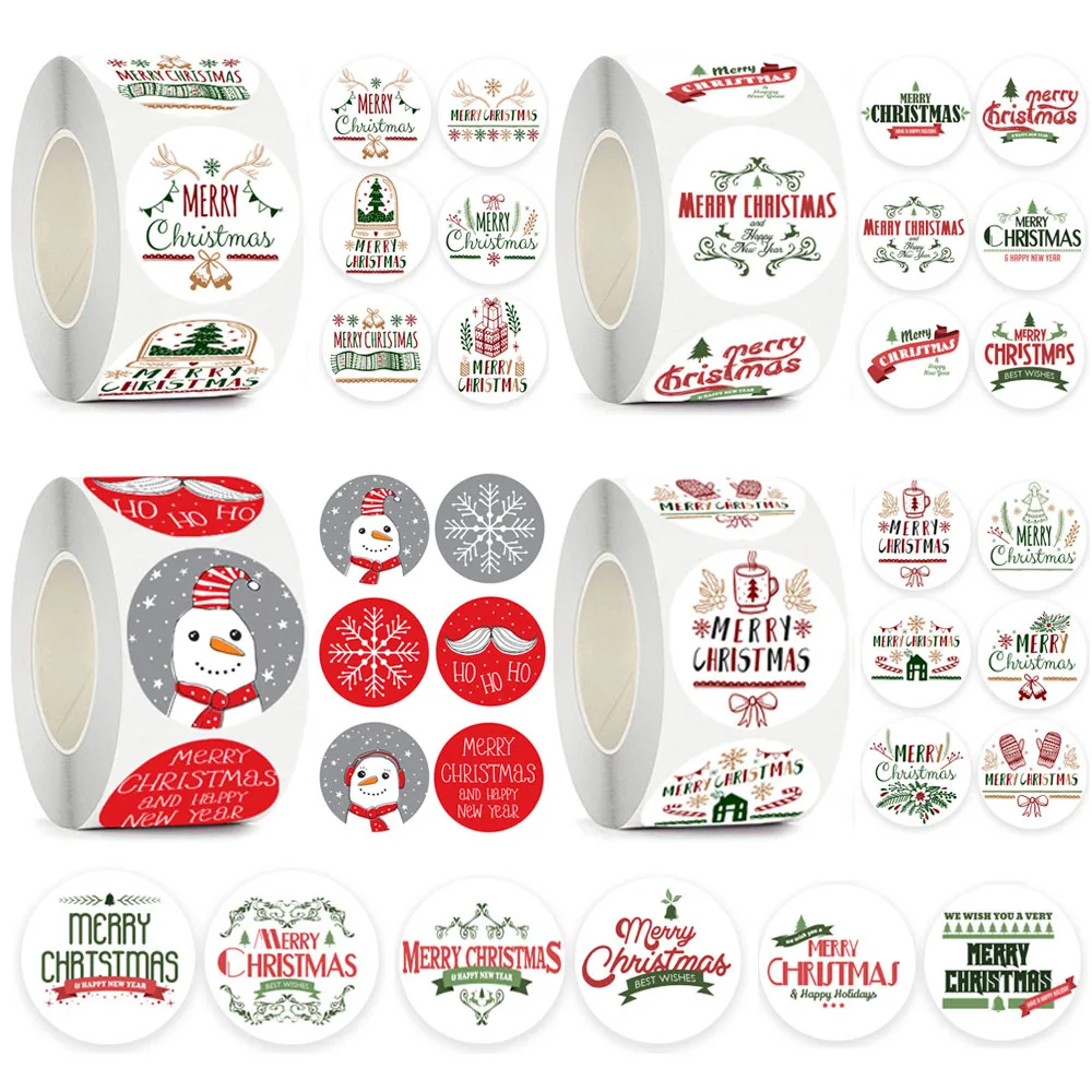 

100-500pcs Merry Christmas Sticker Christmas Party Decoration Gift Box Sealed Sticker Envelope Sticker Home Decor Baking Tags