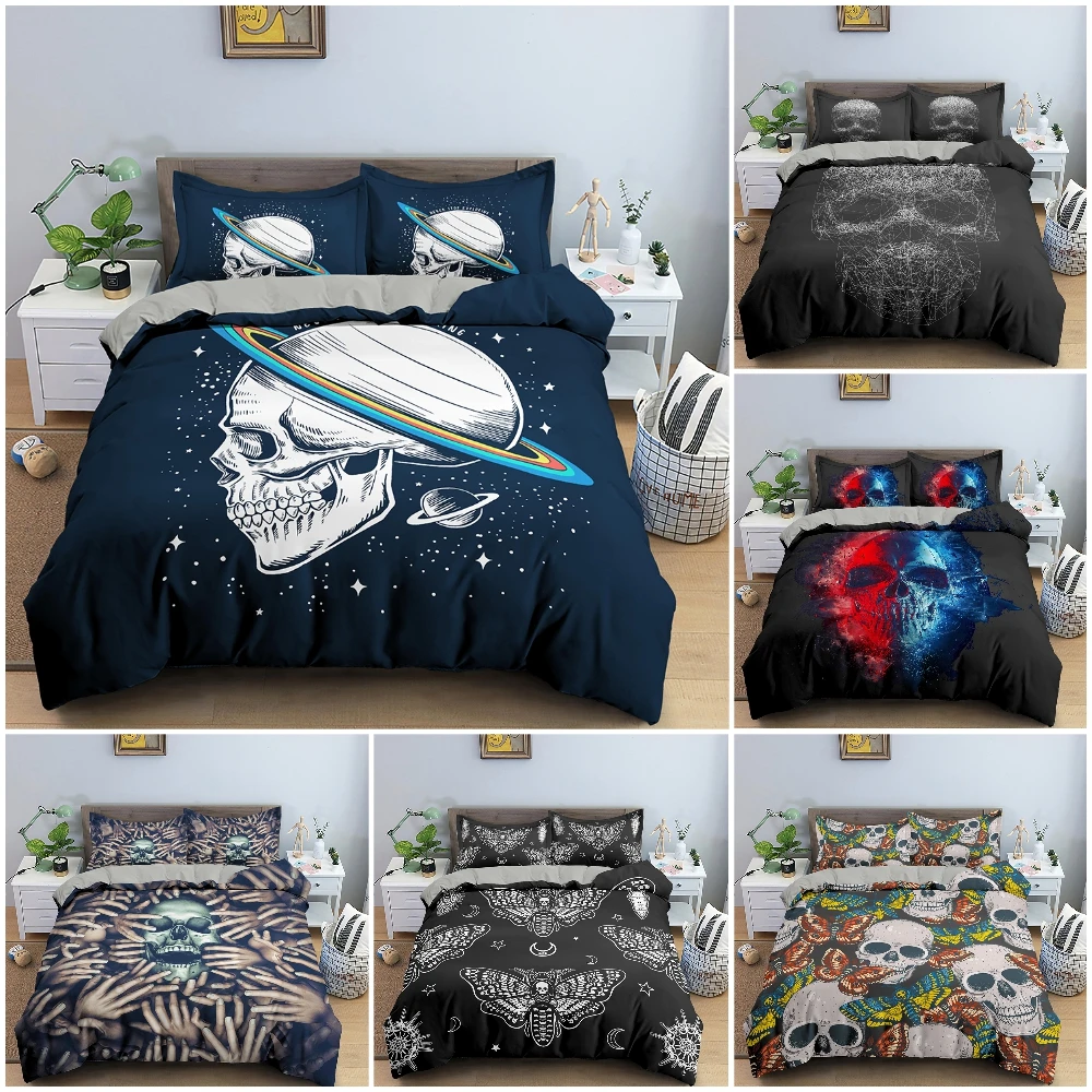 

3D Printed Skull Duvet Cover King Size Bedding Set Soft Comforter Set With Pillowcase 2/3pcs Home Textile Bed Clothes