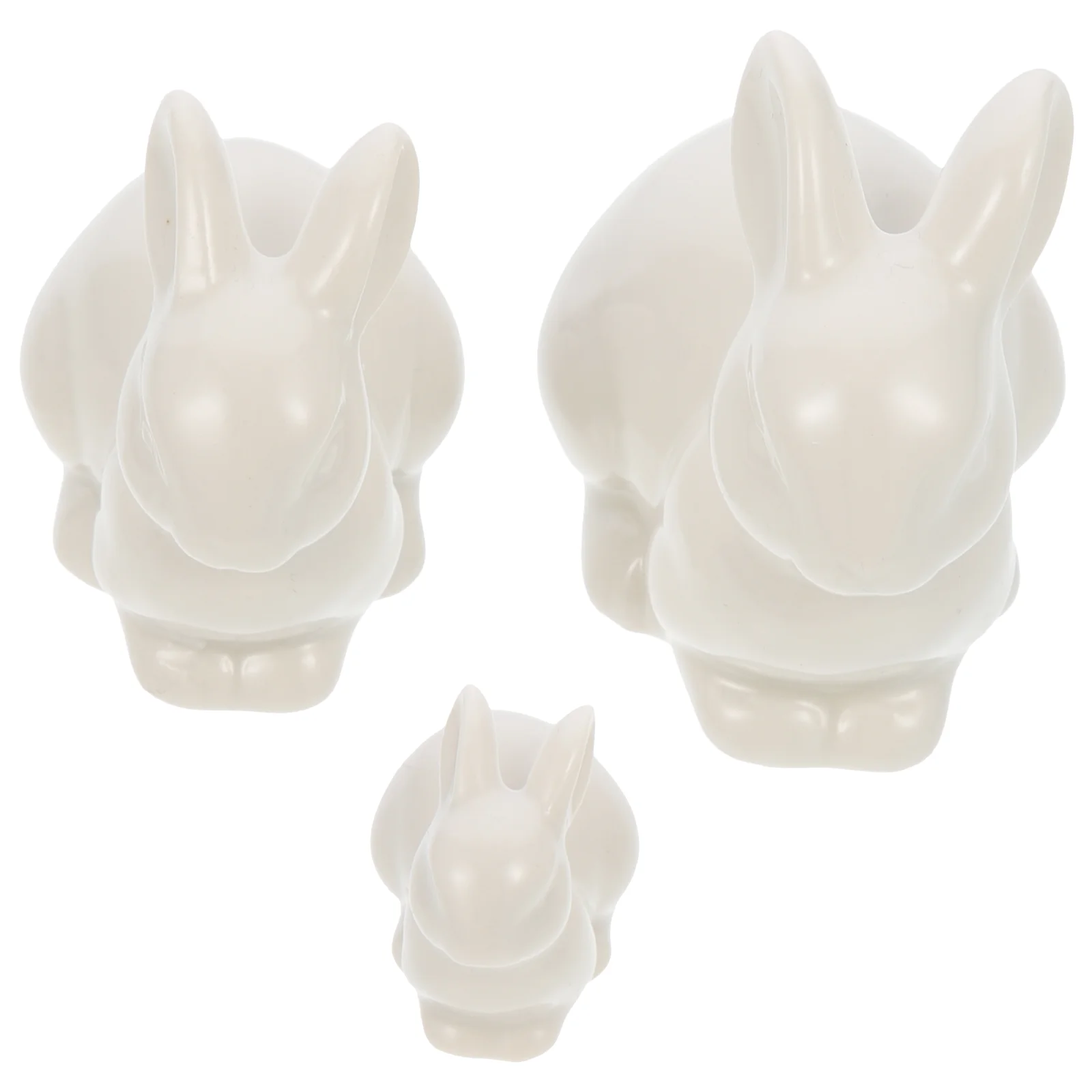 

3 Pcs Micro Landscape Decor Miniature Toys Ceramic Bunny Rabbits Figurines Easter