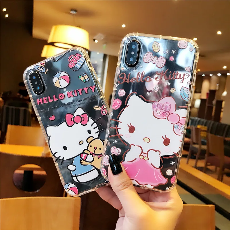 

Kawaii Hello Kitty for Iphone 12 Pro Carton Phone Case Coque Iphone 14 13 12 11 Pro Max Mini Xs Xr X Clear Case Cover New Funda
