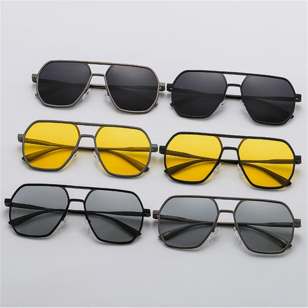

Fashion Aluminum Magnesium Polarized Pilot Double Bridge Sunglasses Day Night Dual Driving Sunglasses For Men Uv400 Protection