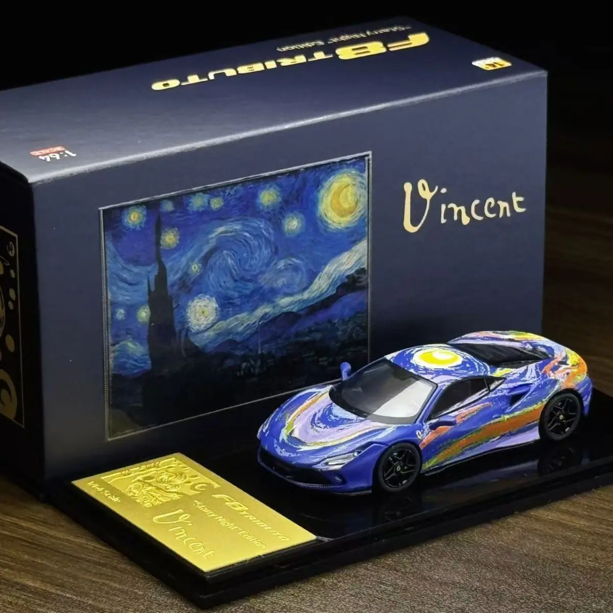 Фото Коллекционная модель автомобиля Karium Diecast 1:64 Ferrari F8 Limited Edition из сплава, с покраской «Звездное небо», подарок для коллекционеров №5