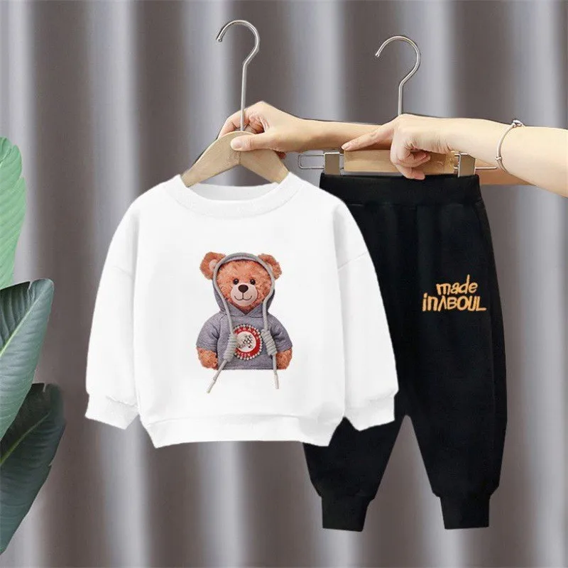 

Baby Boys And Girls Clothing Set Spring Autumn Children Hooded Outerwear Tops Pants 2PCS Outfits Kids Teenage Costume Suit New