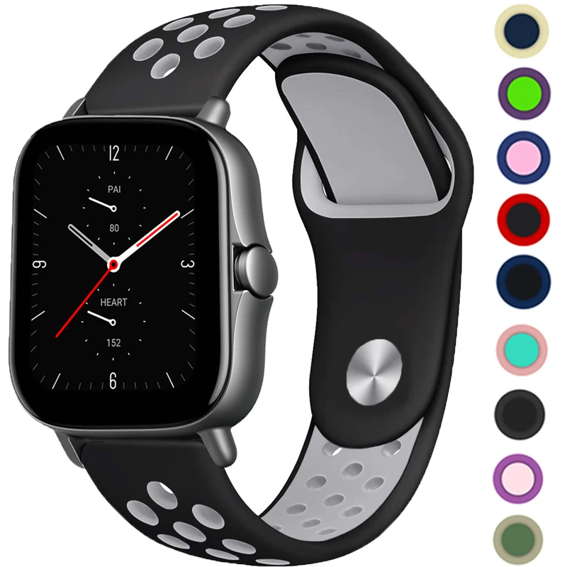 

20mm 22mm Silicone watchband for Amazfit GTS/2/2e/GTS2 Mini/GTR 42mm/47mm/GTR2/2e/stratos 2/3 Sport Bracelet Amazfit bip strap
