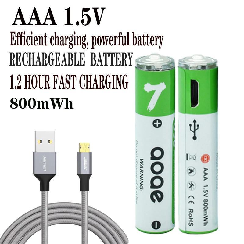 

AAA 1.5V 800mAh rechargeable lithium-ion battery suitable for toys/mouse keyboards/remote controls/electric toothbrushes