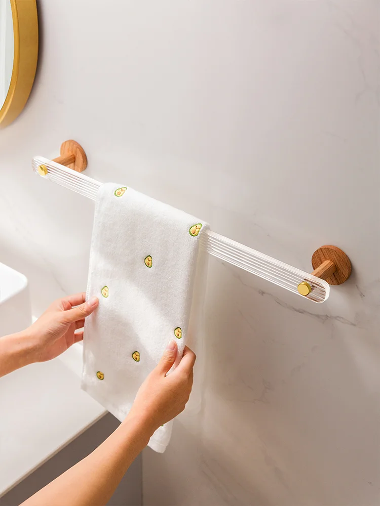 

Punch-Free Toilet Bathroom Wall-Mounted Rack Towel Bar Creative Acrylic