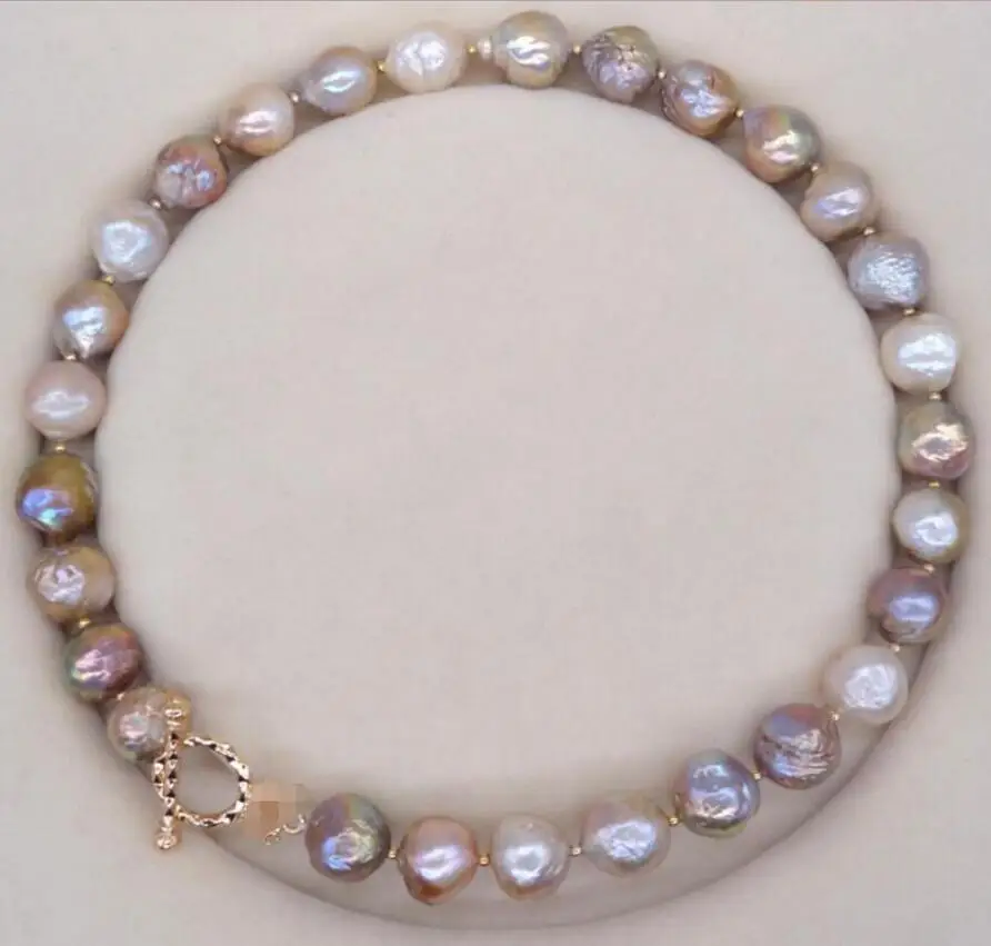 

baroque 18inch AAA 13X11MM SOUTH SEA NATURAL multicolor PEARL NECKLACE CLASP