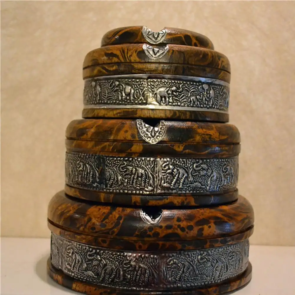 

Пепельница ретро винтажный деревянный тисненый домашний офис сигара табак пепельница чехол