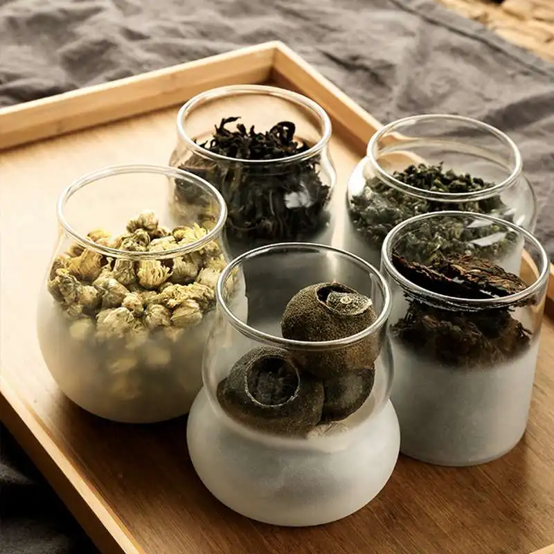 

Transparent Glass Sealed Cans Food Spice Tea Bean Candy Bottle With Bamboo Lid Portable Seal Package Storage Storage Jar