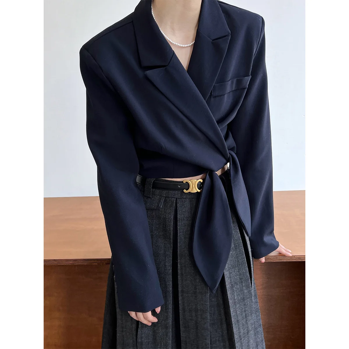 High-end Luxury Designers Women Clothing Long Sleeve Bandage Blazer Short Jacket Spring Autumn Korean Fashion Coat Office Ladies
