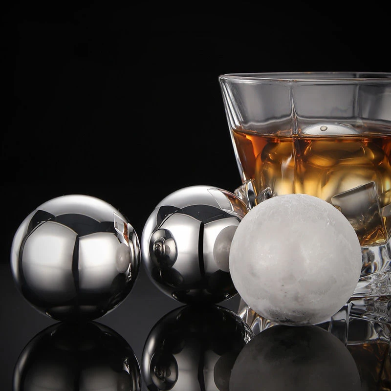 

2/4/6/8 Piece Whiskey Ice Cube Round Reusable Stainless Steel Ice for Wine Champagne Drinks to Keep Cool Bar Utensils