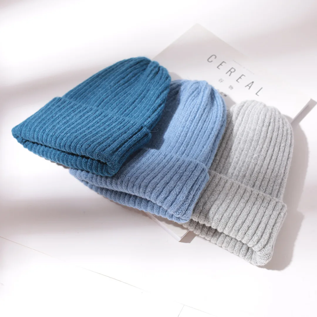 

Candy Color Beanie Hat For Women Winter Hat Knitted Imitation Cashmere Skullies Warm Soft Bonnet Cap Female Hats For Girl Gorros