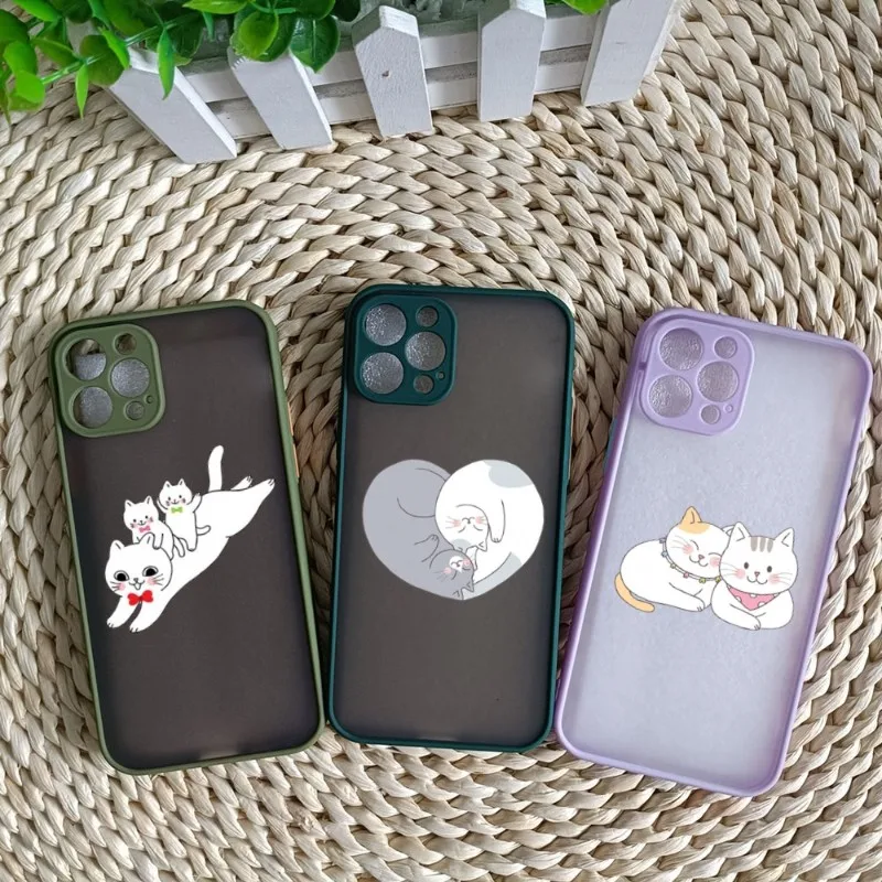 

Cute Cat Painting Phone Case For IPhone 14 13 12 11 Mini Pro Max XS X Max XR 8 7 Plus SE 2022 Skin Color Phone Cover