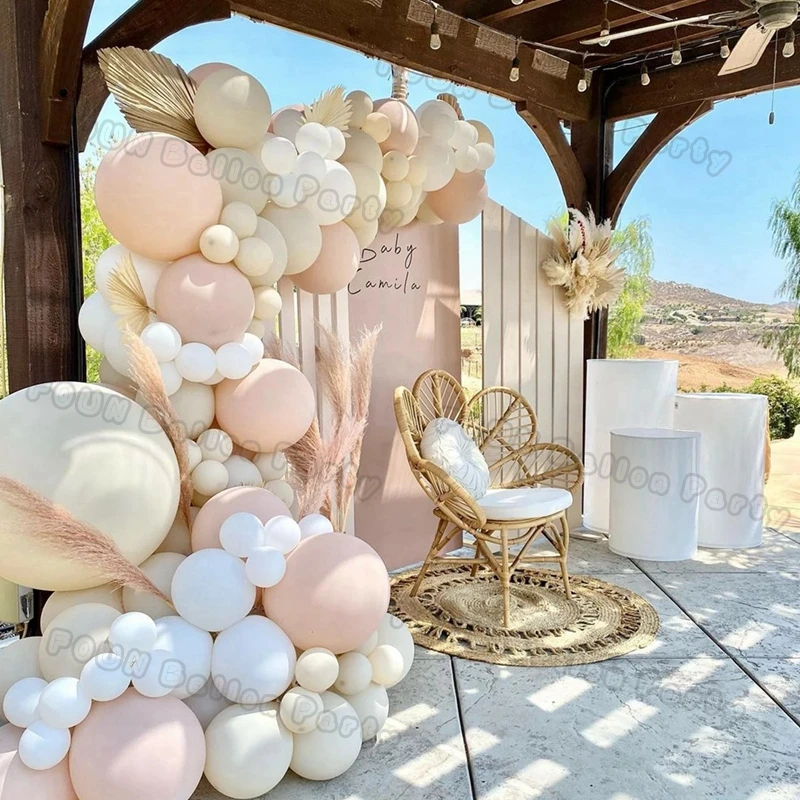 

Boho Balloon Garland Arch Kit Matte White Peach Nude Confetti Latex Balloons Gender Reveal Baptism Baby Shower Decoration Globos