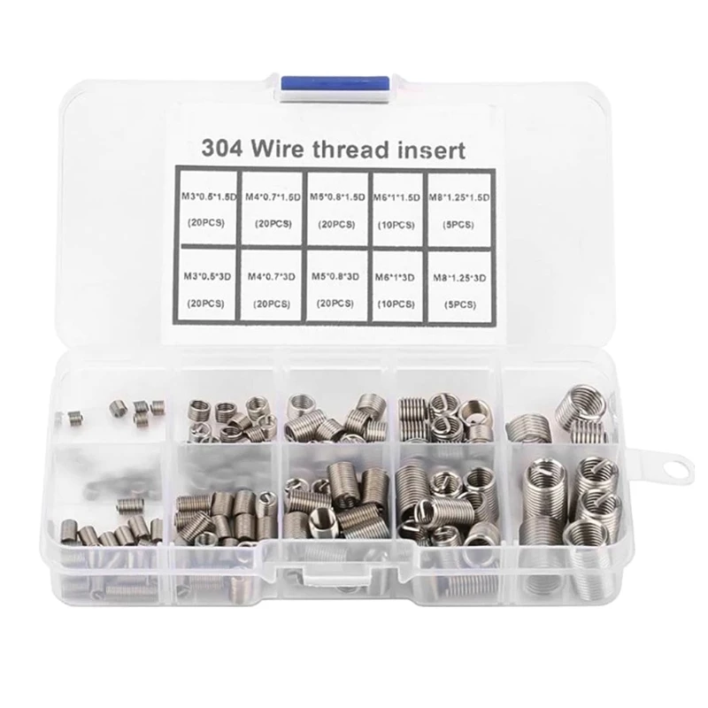 

N0HB 150Pcs for Helicoil Thread Repair Insert Wire Threaded Inserts Sleeves Assor