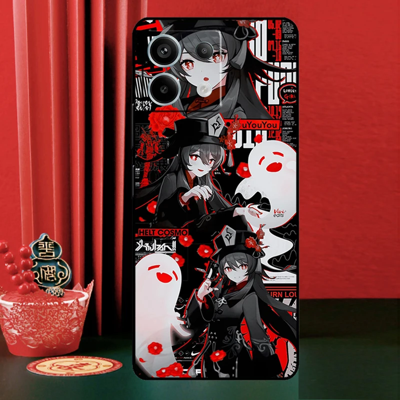 Чехол Hu Tao Genshin Impact Cartoon для Xiaomi Redmi Note 13 14 Pro 12 11 9 10 9S 10S 11S 12S 14C 10C 12C 13C