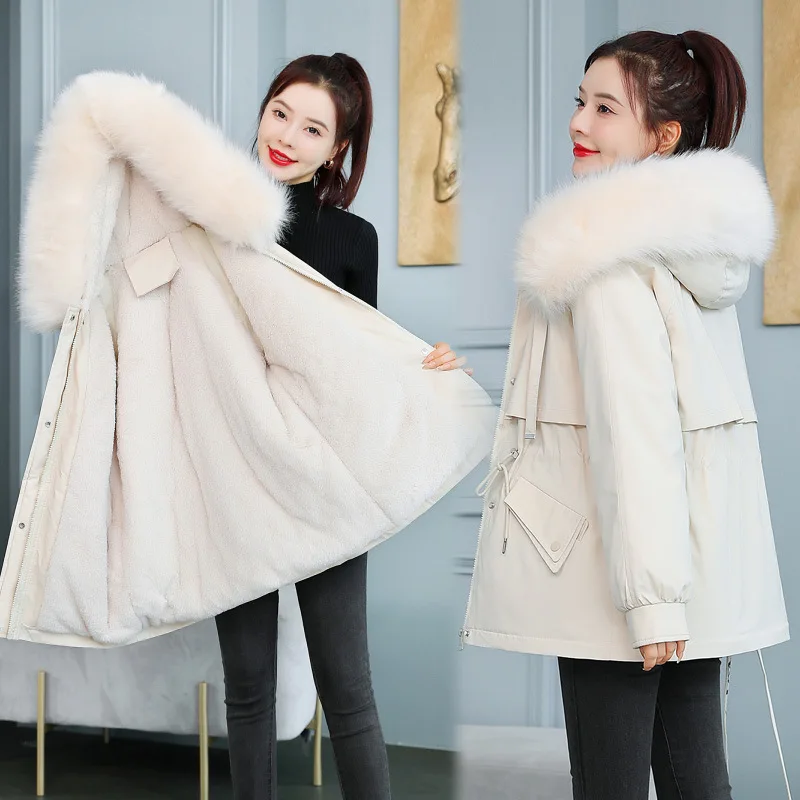 Fur and Thicken Pai Overcomes Women's Short Coat 2023 Winter New Women's Down Cotton Coat Cotton Coat Women's Winter