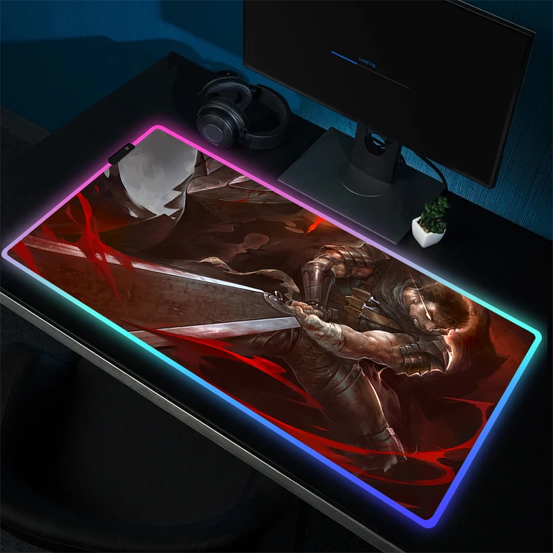 

Large Gaming Mousepad Berserk Mouse Mat Game Rubber Mouse Pad Gamer Non-Slip Computer Desk Mat LED Locking Edge Keyboard Mats XL