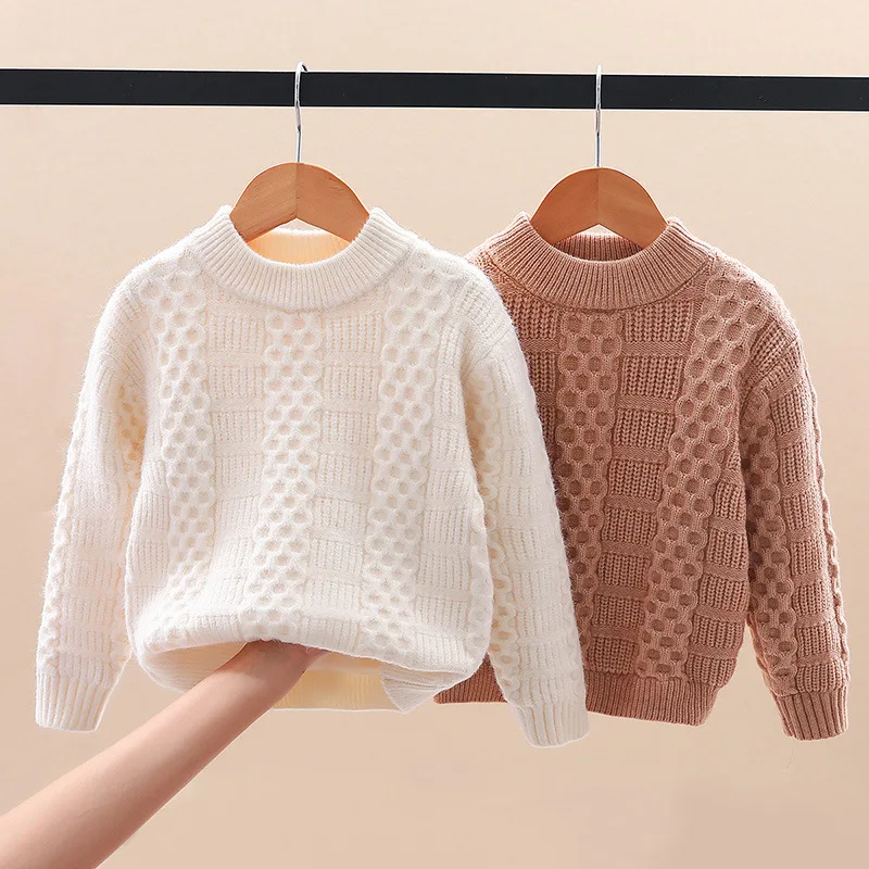 

Girls Sweater Wool Coat Knitting 2022 Graceful Thicken Warm Winter Autumn Toddler Cottons Children's Clothing